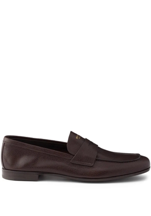 Prada leather logo loafers - Brown