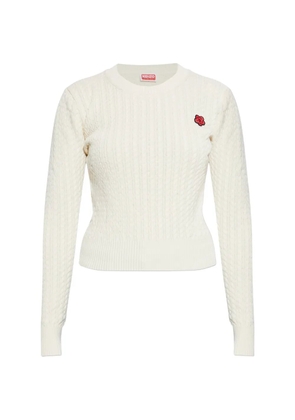 Kenzo cable-knit flower-patch sweater - Neutrals