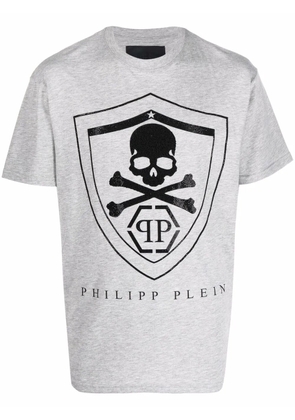 Philipp Plein skull-logo print T-shirt - Grey