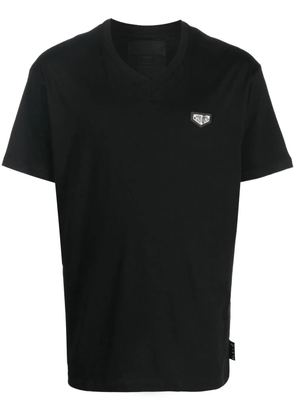 Philipp Plein logo-plaque V-neck T-shirt - Black