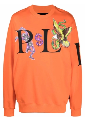 Philipp Plein graphic-print cotton sweatshirt - Orange