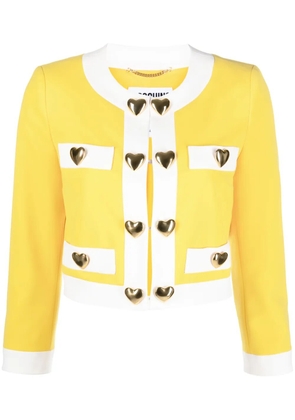 Moschino heart-appliqué cropped jacket - Yellow