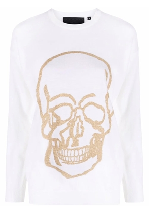 Philipp Plein skull-print jumper - White