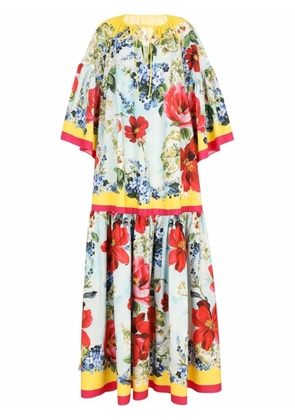 Dolce & Gabbana garden-print poplin kaftan - Blue