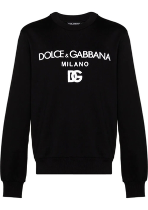 Dolce & Gabbana logo-embroidered cotton sweatshirt - Black