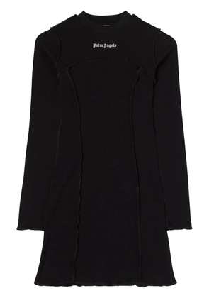 Palm Angels logo-embroidered ribbed minidress - Black