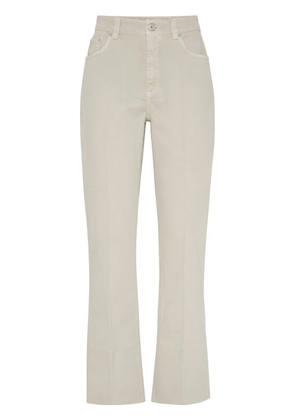Brunello Cucinelli stretch-cotton kick-flare trousers - Neutrals