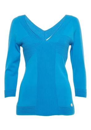 Versace Pre-Owned ribbed V-neck top - Blue