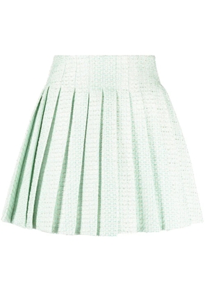 Self-Portrait tweed pleated mini skirt - Blue