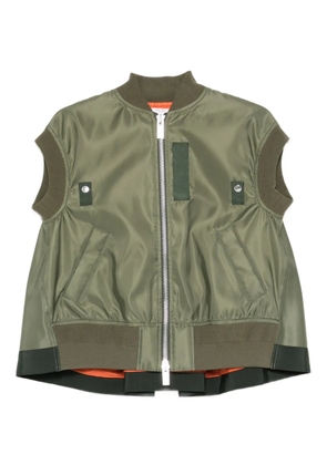 sacai zip-up sleeveless gilet - Green