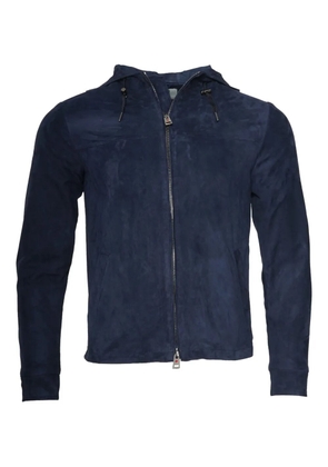 Kiton hooded suede zip-up jacket - Blue