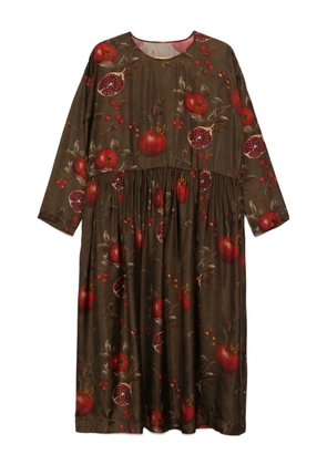 Uma Wang pomegranate-print gathered dress - Brown