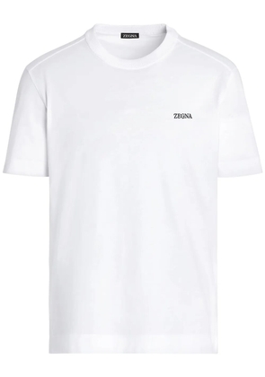 Zegna logo-embroidered cotton T-shirt - White