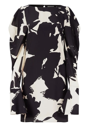 Nina Ricci abstract-print silk-twill dress - Black