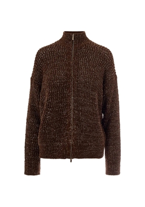 Max Mara zip knitted cardigan - Brown