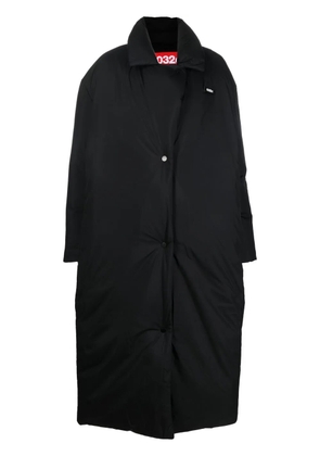 032c padded oversize long coat - Black