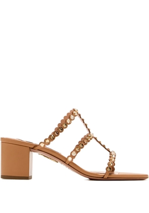 Aquazzura 50mm Tequila crystal-embellished block-heel sandals - Brown