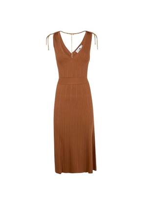 Elisabetta Franchi V-neck ribbed dress - Brown