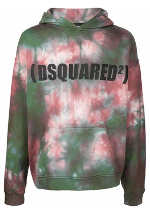 DSQUARED2 tie-dye logo-print hoodie - Green