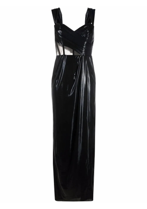 Marchesa Notte sheer-panel sleeveless dress - Black