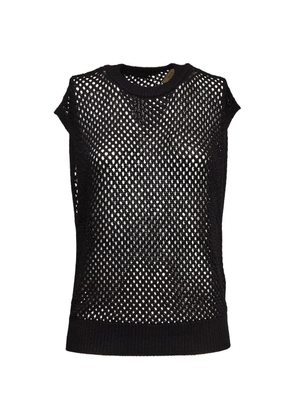 DONDUP round-neck openwork gilet - Black