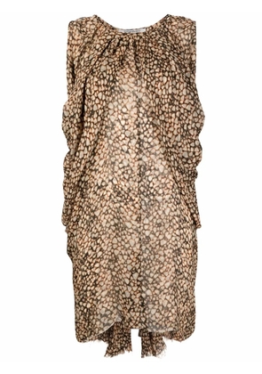 Saint Laurent Pre-Owned 2000s animal-print sleeveless silk dress - Neutrals