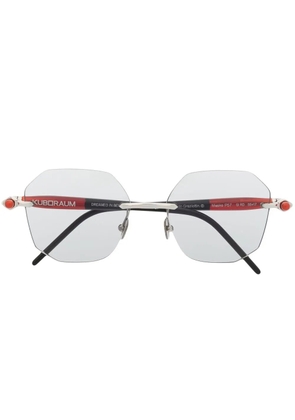Kuboraum square-frame rimless glasses - Silver