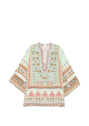 Camilla Legend Has It deep V-neck kaftan - Green