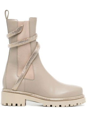 René Caovilla studded-strap leather boots - Brown