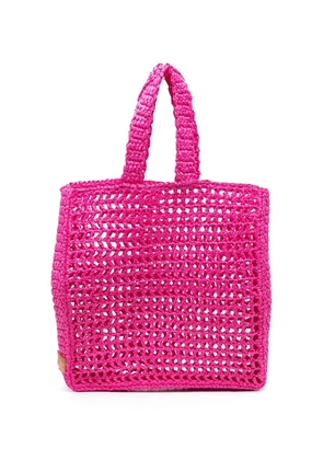 Chica straw logo-patch tote bag - Pink