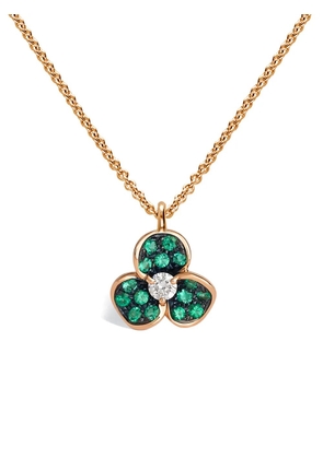 LEO PIZZO 18 rose gold Candy Flora diamond and emerald pendant necklace - Pink