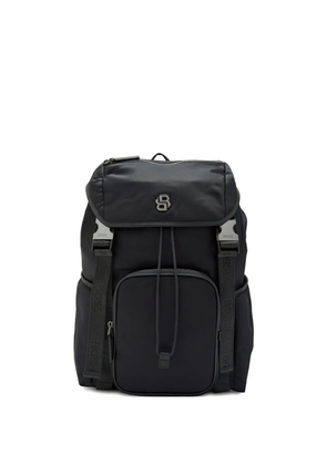 BOSS logo plaque drawstring backpack - Black