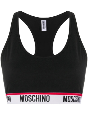 Moschino logo-tape sports bra - Black