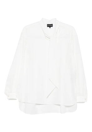 Emporio Armani neck-tie blouse - White