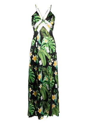 Philipp Plein Hawaii printed silk maxi dress - Black