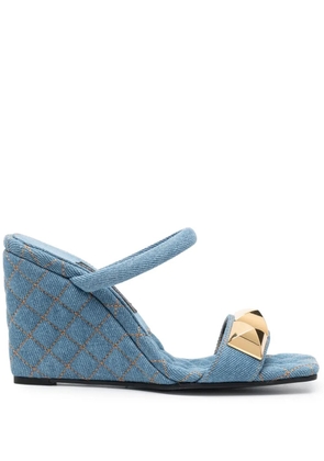 Philipp Plein 110mm stud-detail wedge sandals - Blue