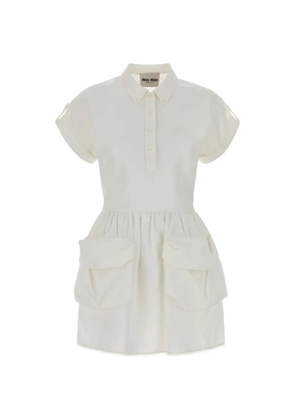 Miu Miu logo-embellishment mini dress - Neutrals