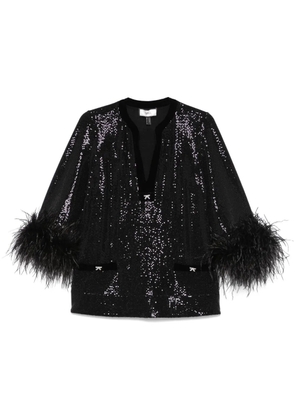 NISSA feather-trim blouse - Black
