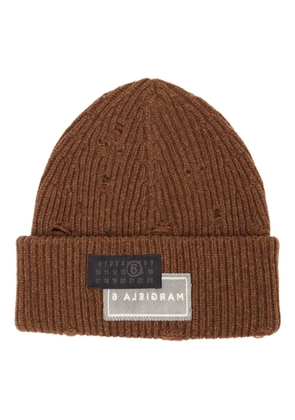 MM6 Maison Margiela ribbed-knit beanie - Brown