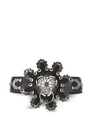Blumarine flower-embellished leather belt - Black