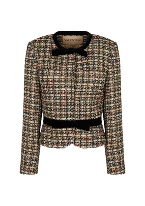 Valentino Garavani bow-belt tweed jacket - Neutrals