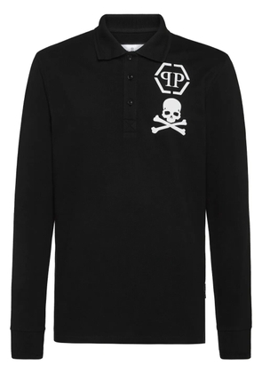 Philipp Plein skull-print cotton polo shirt - Black