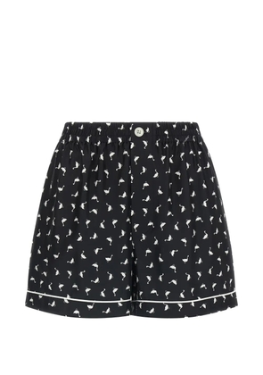 Moschino elastic waistband print shorts - Black