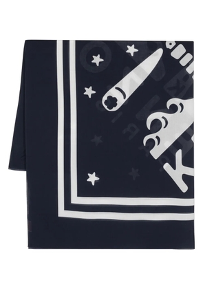 Kenzo logo-stamp printed bandana scarf - Blue