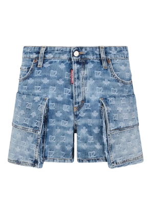 DSQUARED2 logo-embellishment cargo-pockets denim shorts - Blue