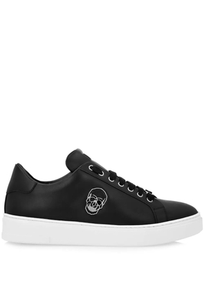 Philipp Plein Skull-appliqué leather sneakers - Black