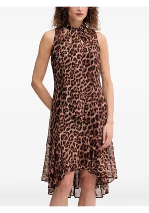 DKNY tie neck ruffled mini dress - Brown