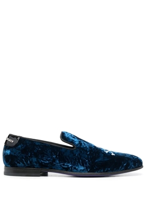 Philipp Plein skull-appliqué slippers - Blue
