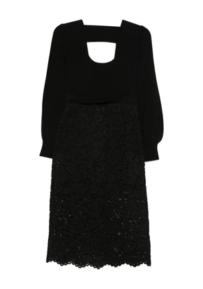 TWINSET scoop-neck lace-insert midi dress - Black