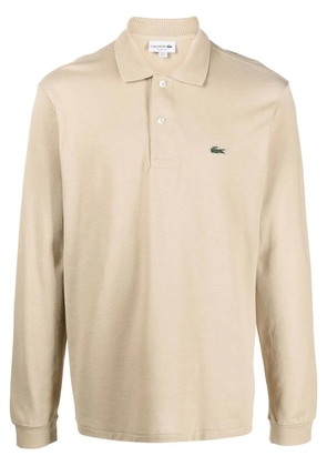 Lacoste appliqué-logo long-sleeve polo shirt - Neutrals